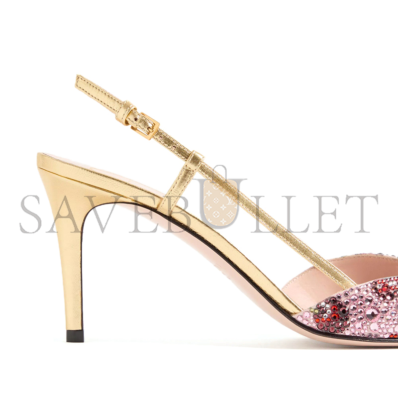 Va1e*ntin0 vlogo signature slingback dÉcolletÉ with cherryfic embroidery 80mm 8w2s0r01sia_a4w